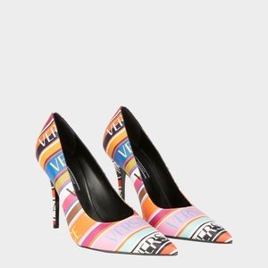 Versace St. Striped Logo Heels